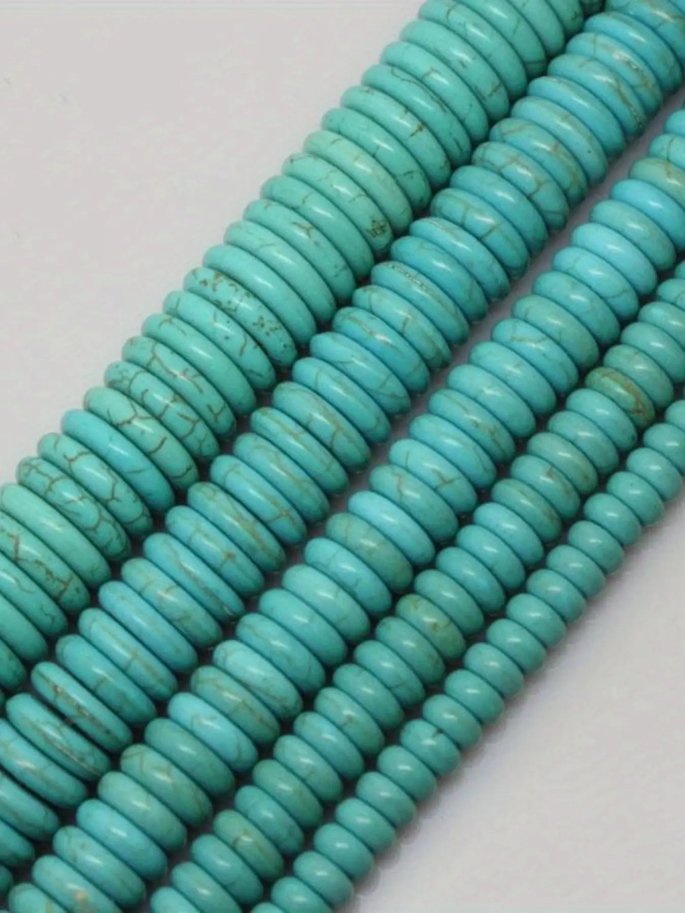 Flat Round Blue Turquoise Spacer Rondelle Beads for Jewelry Making, 37cm/14.5inch Strand, Beads & Bead Assortments, Craft Supplies, Beading Supplies, Diy Beads, Beads For Crafts