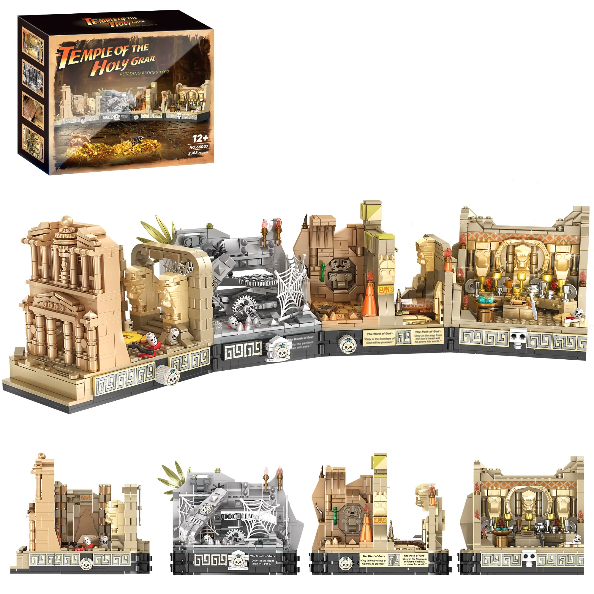 TOKMOC Temple Architecture Building Block Set,2388 Pieces 5-in-1 Architectural toys,Including the main entrance, three floors and Holy Grail scenes,Collecting Building and Gifting Model for movie fans,For aged 12 and above,Stress relief toy,66037