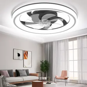 FLOWGO Modern LED Ceiling Fan with Light & Remote - 6-Speed, 3 Color Temperatures (Warm White/Nature White/Pure White), Dimmable Brightness, Timer Function, App & Remote Control, Flush Mount Design for Bedroom or Living Room