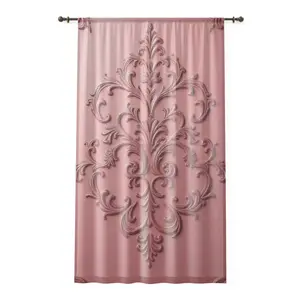 Matte Mauve Damask Window Curtain