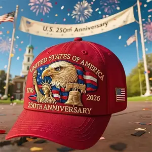 Men's 250th Anniversary Patriotic Ball Cap - Lightweight PVC-Coated, 50-Star American Flag & Bald Eagle Pattern Casual Hat, Ball Caps