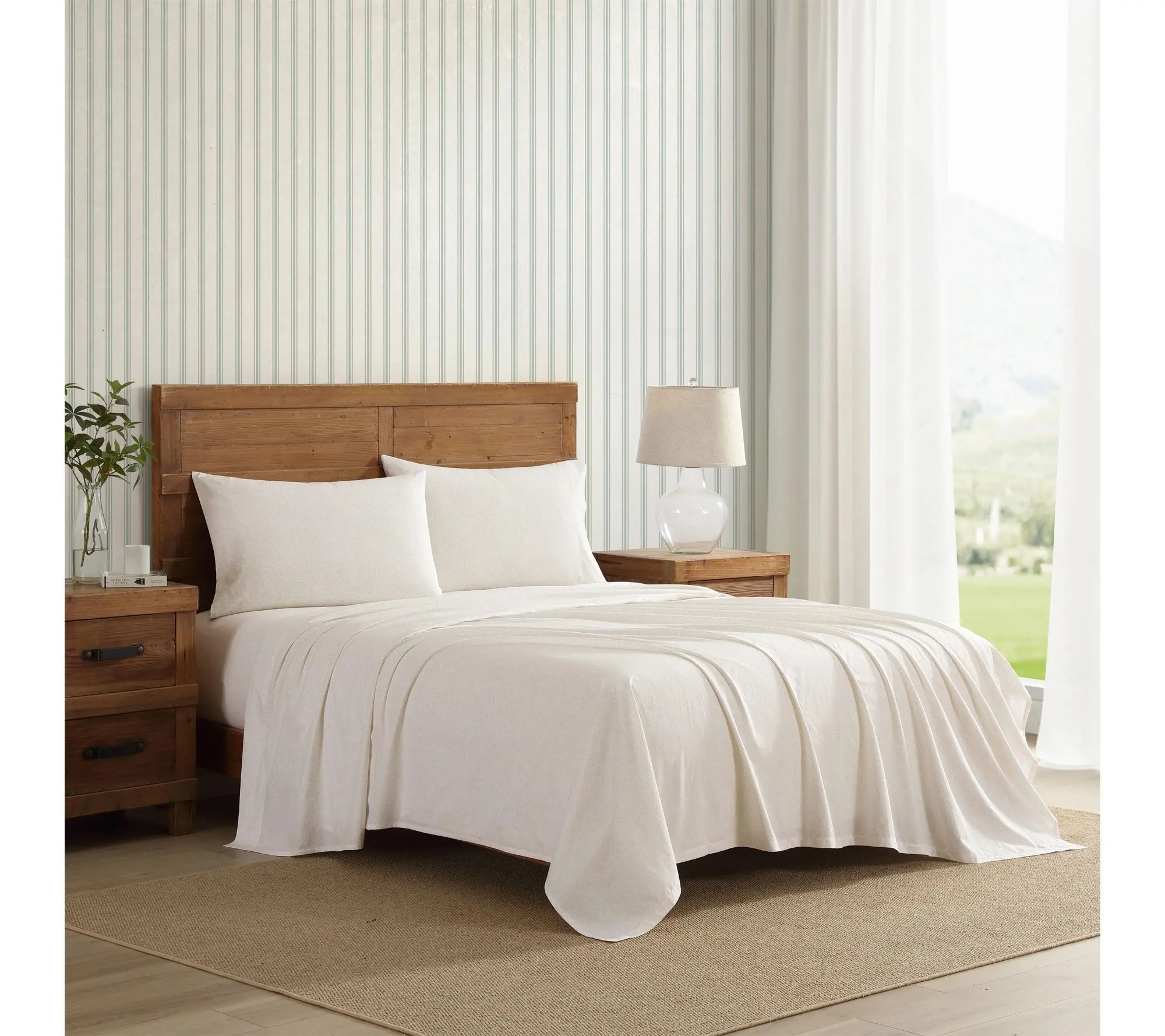 Laura Ashley Chelsie Vine Beige Cotton PercaleFull Sheet Set