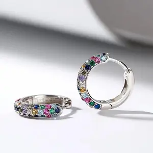 Unisex Boho Glam Round Hoop Earrings - Vibrant, Shiny, Multicolored Bohemian Hoop Jewelry, Statement Earrings for Daily Wear