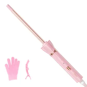 3/8 Inch Curling Iron,9mm Tiny Curling Wand,Ceramic Small Barrel Curling Iron with Adjustable Temperature,Fast Heating,for Short & Long Hair Black Tight Curls Spiral Curls