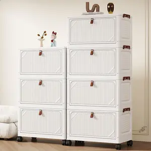 Foldable Plastic Storage Cabinet, Multi-Layer Table Under Desk Organizer, Home Living Room Toy Snack Rack, No Installation Required