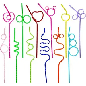 4E's Novelty 24 Pcs Reusable Twisty Straws – Colorful BPA-Free Crazy Straws for Kids & Adults