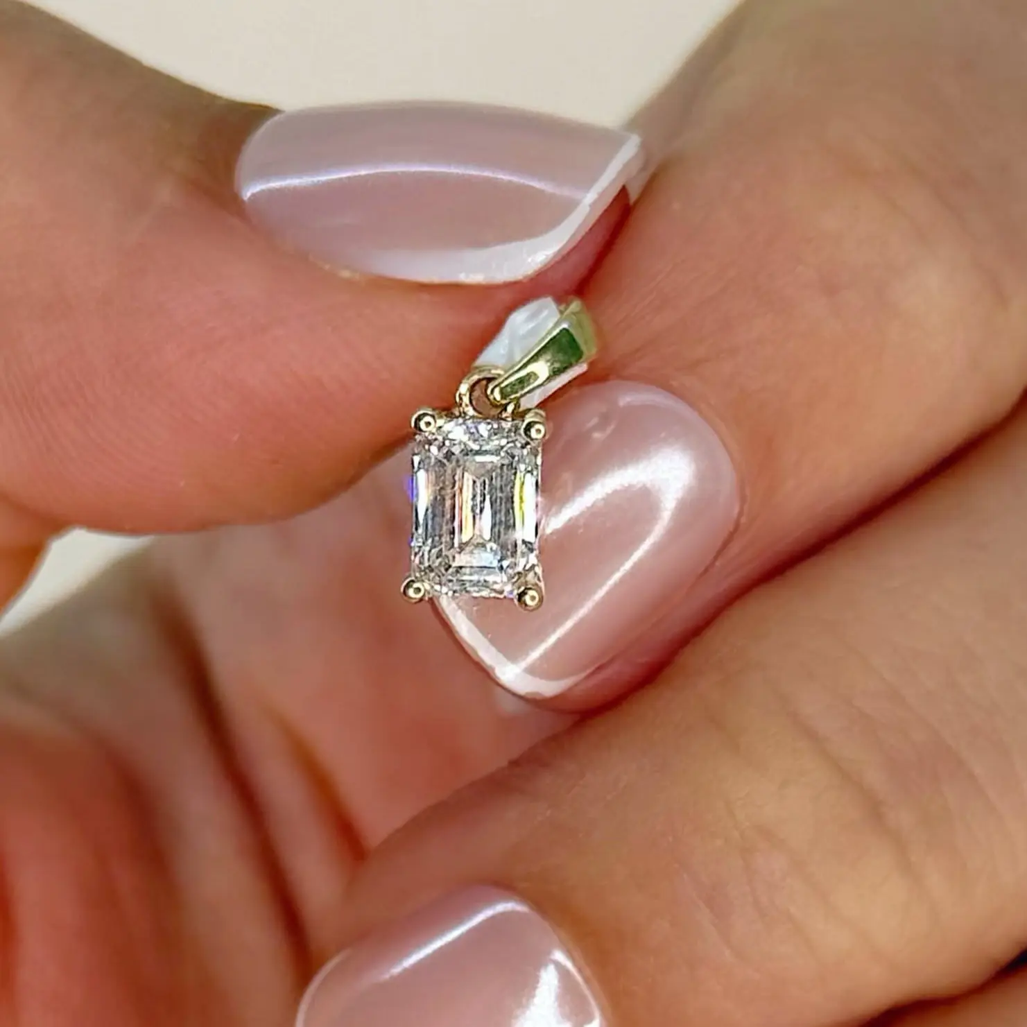 Minimalist Emerald Cut Lab-Grown Lab-Certified Diamond Pendant - Brilliant Clarity Synthetic Diamond Charms & Pendants, Lab-Certified Diamond Charms & Pendants