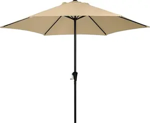 [Summervibes] Father's Day Gifts 9FT Outdoor Patio Umbrella, Market & Table Umbrella with 6 Sturdy Ribs and Crank System, Fade-resistant & Waterproof for Garden Backyard Poolside Deck【without base】