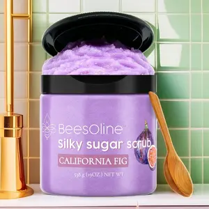 BeesOline California Fig Silky Sugar Scrub for Moisturizing and Gentle Exfoliation - Organic Sunflower Oil and Natural Fragrance - 500g Jar