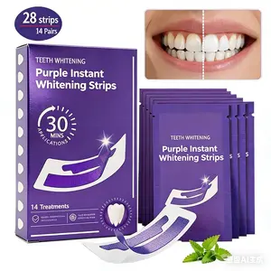 Purple Teeth Whitening Strips – 42/28/14 Pairs, Enamel-Safe Peroxide-Free Formula, Non-Sensitive Purple Corrector for Daily Whitening & Travel Dental Care