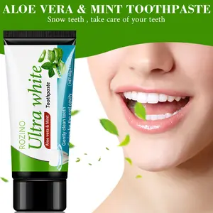 ROZINO Ultra White Aloe Vera Mint Toothpaste 60g with Aloe Vera Vitamin C Mint Jojoba Oil Gently Cleans Teeth Cares for Oral Cavity Freshens Breath Whitens Teeth Daily Care Suitable for Whole Family for a Healthy Fresh Smile