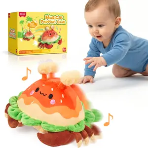 JoyCat Baby Toys 0-18 Months, Musical Crawling Crab Plush Toy - 38 Songs & Recording Feature, Bouncing Tummy Time Toy, Sensory Toys with Crinkle & Textures for Newborn Boys Girl Shower Gifts summerwins