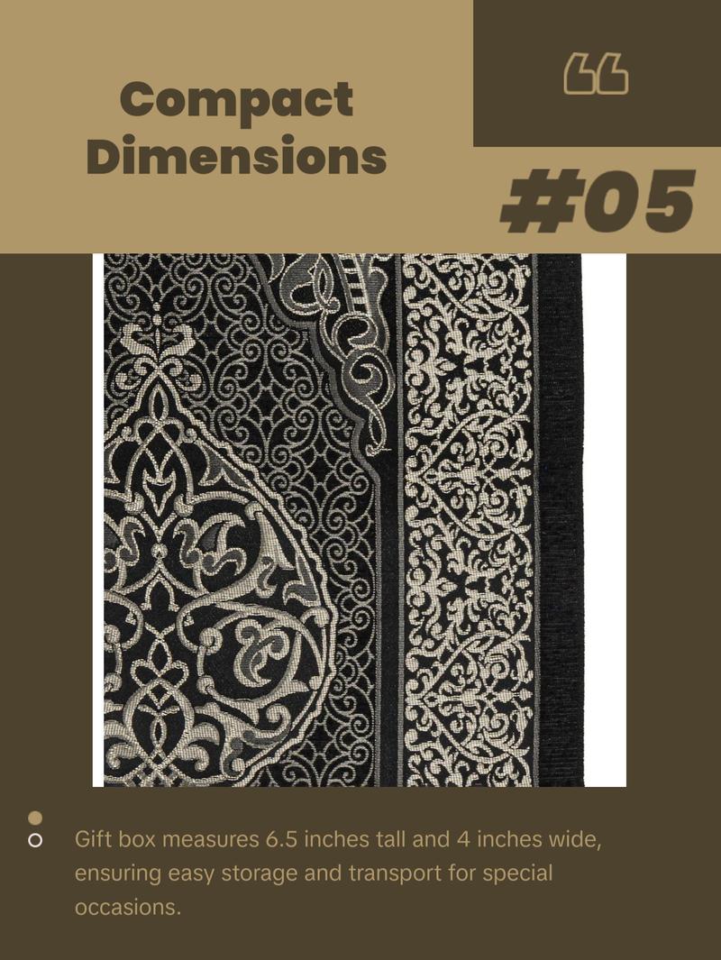 Kaba Cylinder Gift Box Set with Prayer Mat & Prayer Beads - Black