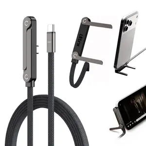 USB C to USB C Cable, 240W Fast Charging Cable 4.9 FT, Invisible Phone Stand Charging Cable, Flat Type-C Cable, USB C Cable Right Angle, for iPhone 15/16/17 Series, Samsung Galaxy S25 S24 Ultra etc