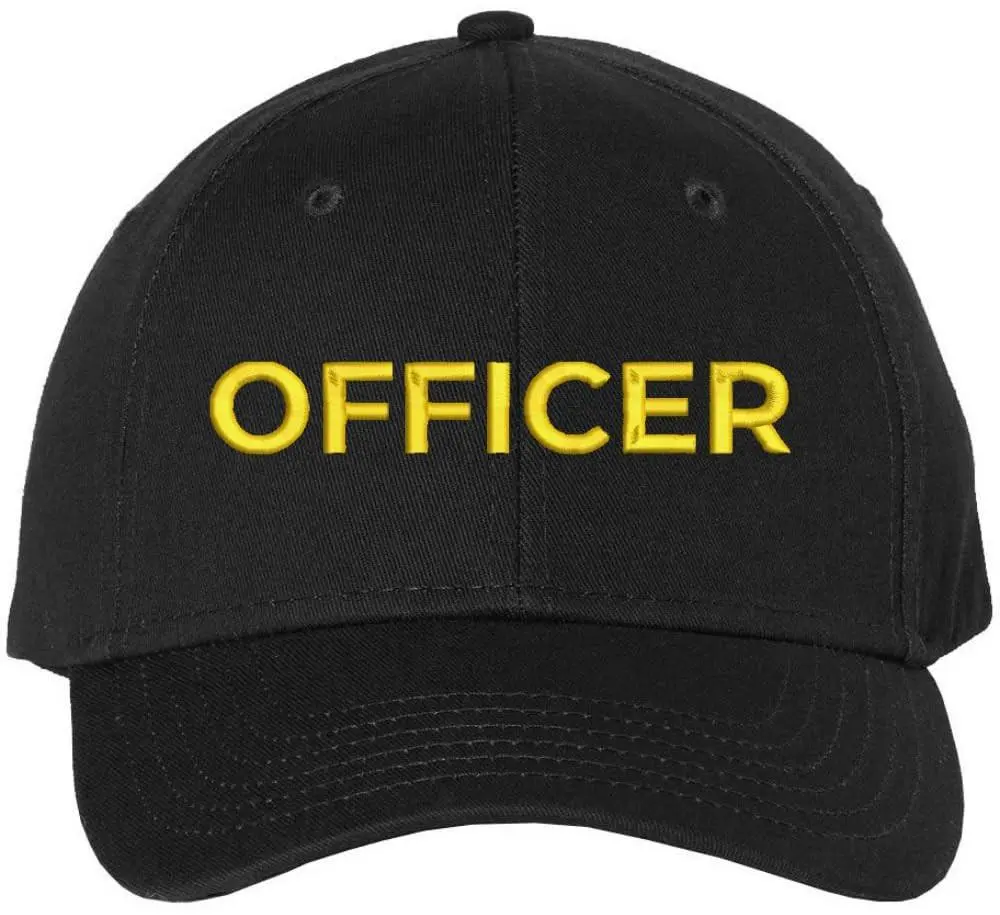 Officer Embroidered Cotton Twill Baseball Cap, Breathable Eyelets Pre-Curved Visor Structured Hat for Police On-Duty Use, Adjustable Hook-Loop Closure Fit, Adjustable Fit, Hiking / Light Outdoor