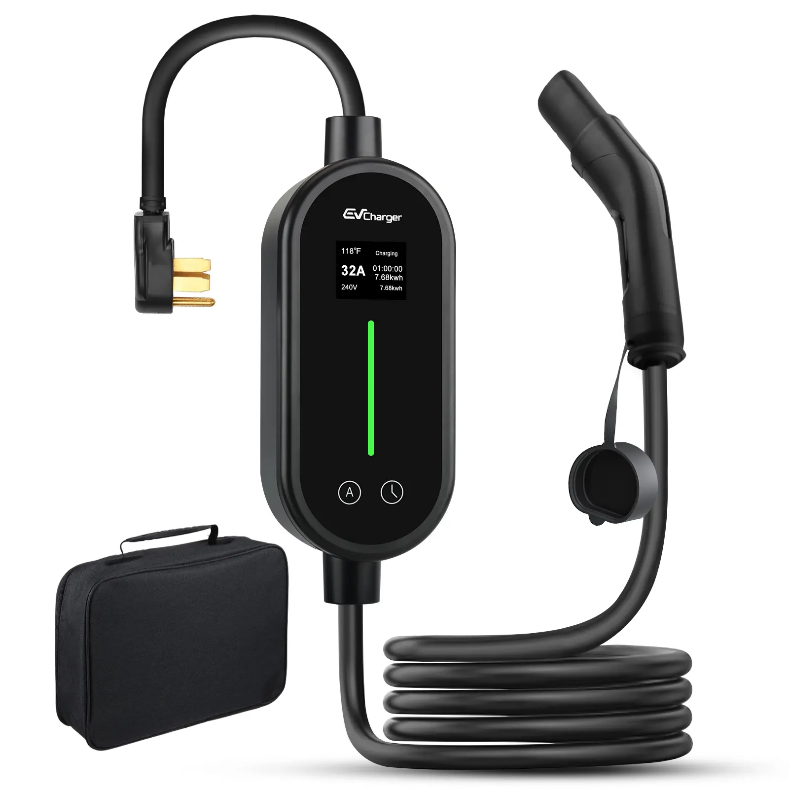 Portable Electric Car Charger EV Charger, 32A 240V Level 2 with Bluetooth/WIFI, 21ft Cable, Compatible with Tesla Model 3/Y/S/X and Cybertruck, Indoor/Outdoor Use Super Fast Charging