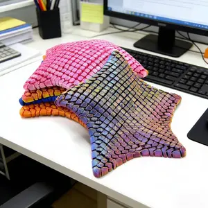 3D Printed Star Stress Relief Toy, Pentagon Outline, Dense Small Blocks Surface, Unique Texture and Depth, Flexible and Bendable Gift Choice