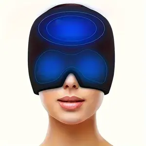 1PC Soothing Cooling Gel Eye Cover Cap, Hot Cold Therapy Head Mask, Sleeping Eye Mask for Migraine, Eye Fatigue, Puffiness, Dark Circles, Sinus Pressure and Tension Relief, Soft Stretch Durable Cooling Therapy Tool