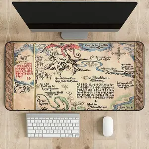 Hobbit Map Lord of the Rings Desk Mat, Middle Earth LOTR Mouse Pad, Gaming Pad Anti-Slip Rubber Base for Laptop Computer Office Work Study