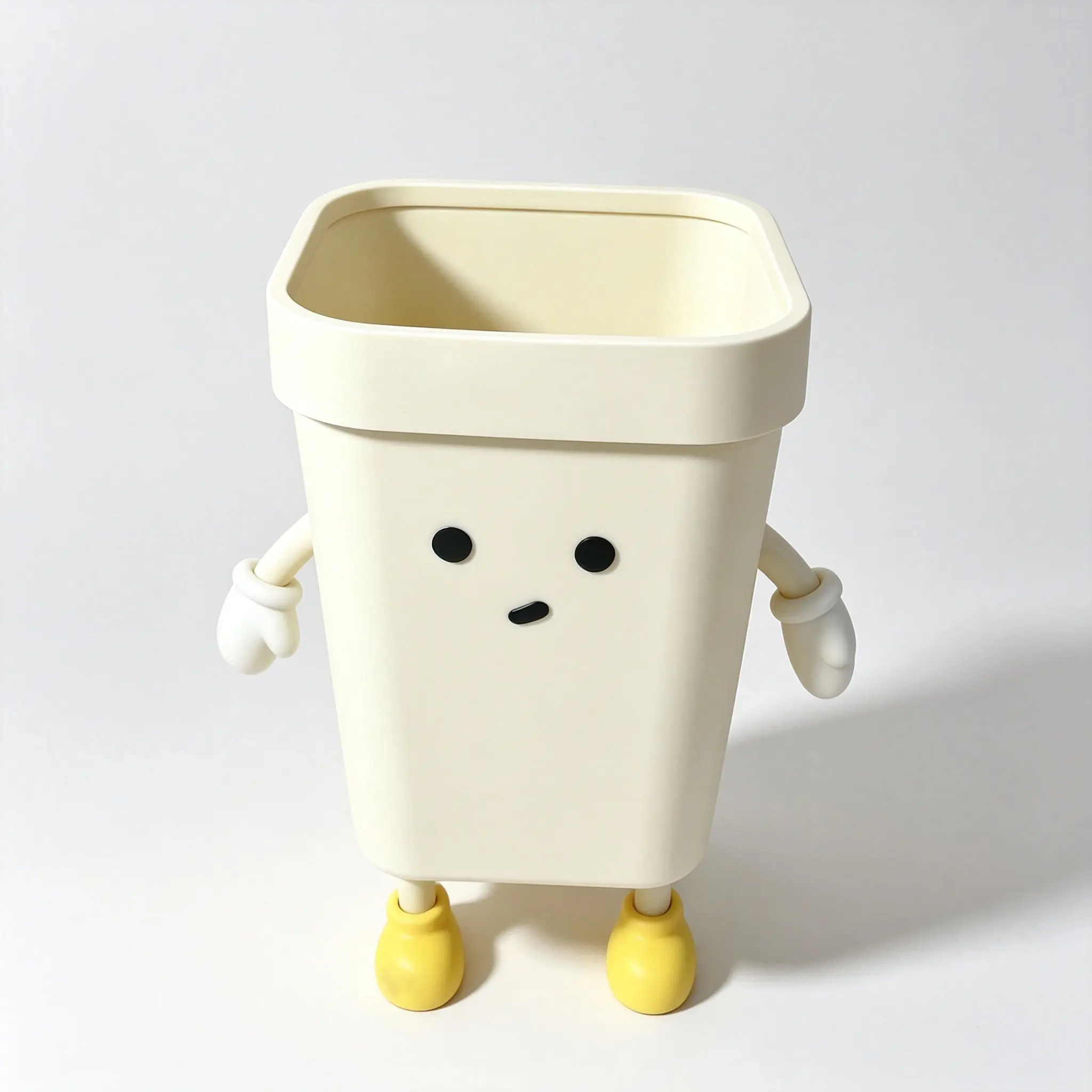 2PC Cute Cartoon Trash Can with Press-In Ring Lid, 16L Large Capacity Desktop Waste Bin, Hidden Garbage Bag Design for Kitchen Bedroom Office