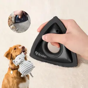 Analan Mini Pet Hair Remover for Car Detailing Supplies, Carpet Dog Hair Remover for Car Interior, Triangle Dog Hair Remover for Auto Detailing, Couch, Furniture, Lint, Carpet. (Black)
