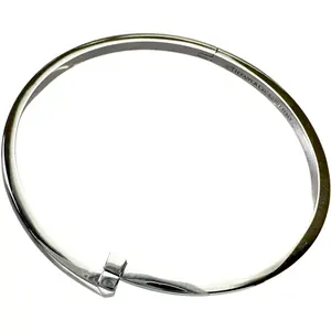 Pre-owned Tiffany & Co. 18K White Gold (Au750) Small Leather Goods T One Narrow Hinge Bangle Au750 White Gold Bracelet Size 17