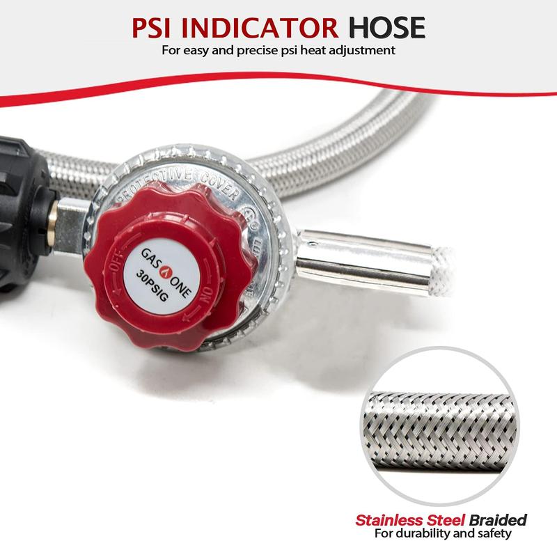 Gas One 275,000 BTU Propane Burner Cooker With Regulator with Steel Braided Hose Outdoor Cooking, Turkey Fry Heavy-Duty Propane Burner with Regulator