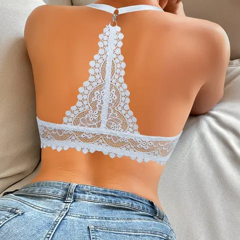 Women's Sexy Lace Backless Front Buckle Bra Elegant Comfortable Breathable, Suitable for Backless Womenswear, all Seasons Everyday Wear Backless Bras