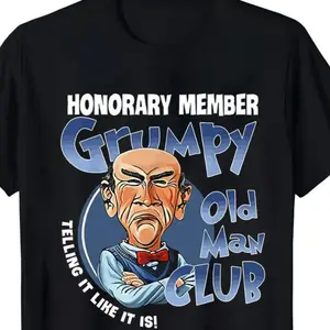 Honorary Member Grumpy Old Man Club Funny Graphic Cotton T-Shirt, Unisex Crew Neck Casual Tee, Perfect Father's Day Gift For Dad & Grandpa