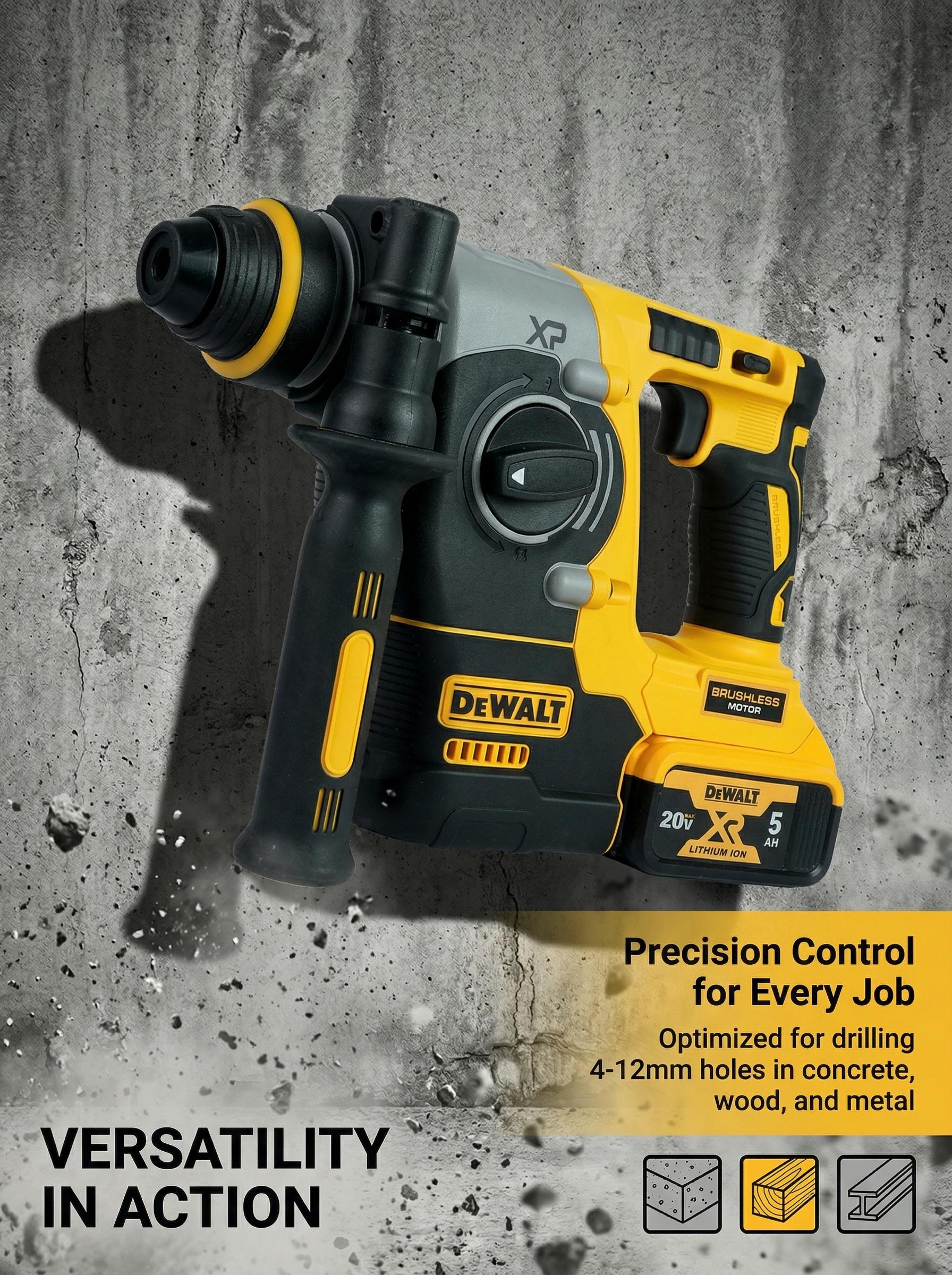 DEWALT DCH273 20V Cordless Brushless Rotary Hammer for Construction Work