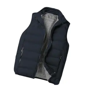 Men's Quilted Sleeveless Vest for Autumn & Winter Stand Collar Zipper Pockets Casual Wear Windproof Thick Cotton Gilet for Home Daily Outdoors Sports Cotton Menswear Jacket Thick Tops Wetsuit
