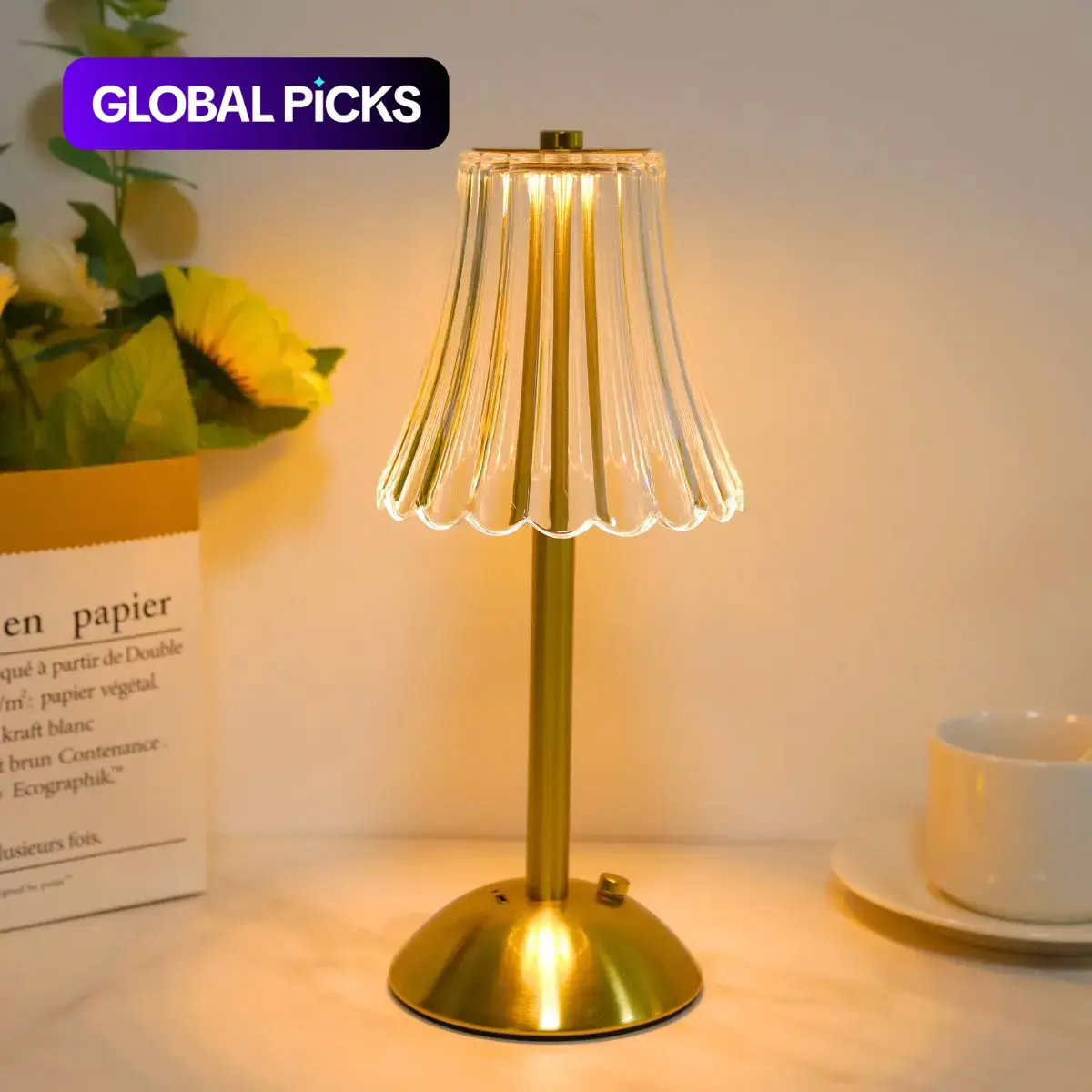 Modern LED Crystal Table Lamp with Touch Control, USB Rechargeable, 3 Adjustable Colors and Lighting Modes, LED Nightlight, Led Mood Lighting and Ambient Decorative Light for Bedroom, Home or Office, Perfect Gift #GLOBAL PICKS