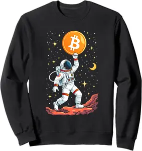Bitcoin Crypto Cryptonaut to the Moon Astronaut BTC Flag Sweatshirt R4