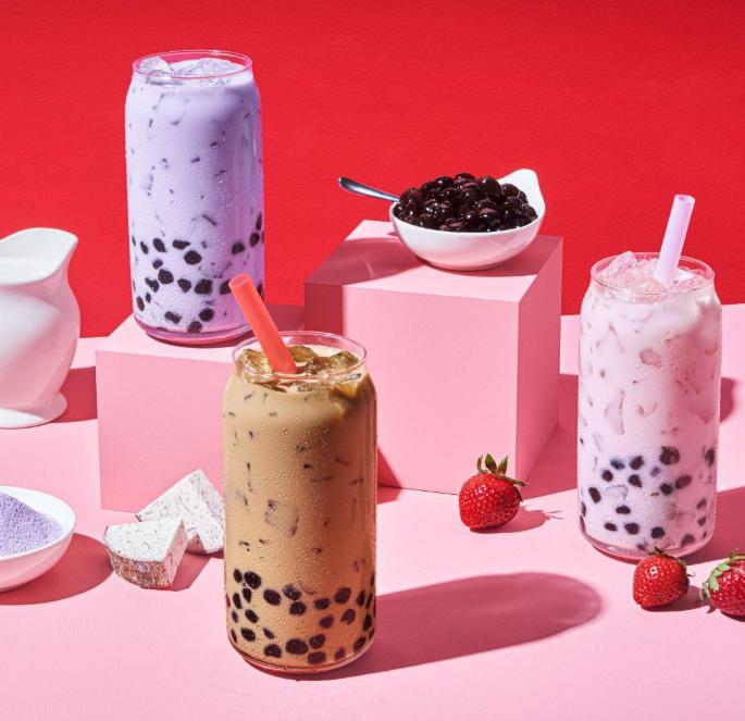 Boba Bundle Kit 10 Serv. Instant Bubble Pearl Variety Milk Tea Kit with Authentic Brown Sugar Tapioca Pearls by Yulu Foods - Ready in Under 1 Minute, Includes Paper Straws - Gift Box, Holiday (Classic, Taro and Strawberry)