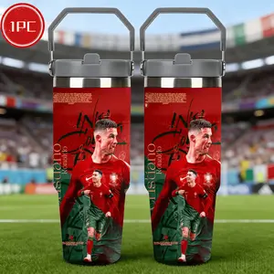 1pc 30oz Cristiano Ronaldo Portugal Insulated Stainless Steel Tumbler, Double Wall Vacuum Water Bottle with Lid, Ideal for Gym, Outdoor Adventures, Camping & Travel