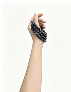 1pc Flash Stone Bracelet 8mm - [Insert Weight]g Natural Crystal Bead Bracelet for Men and Women, Healing Stone Jewelry, Energy Protection