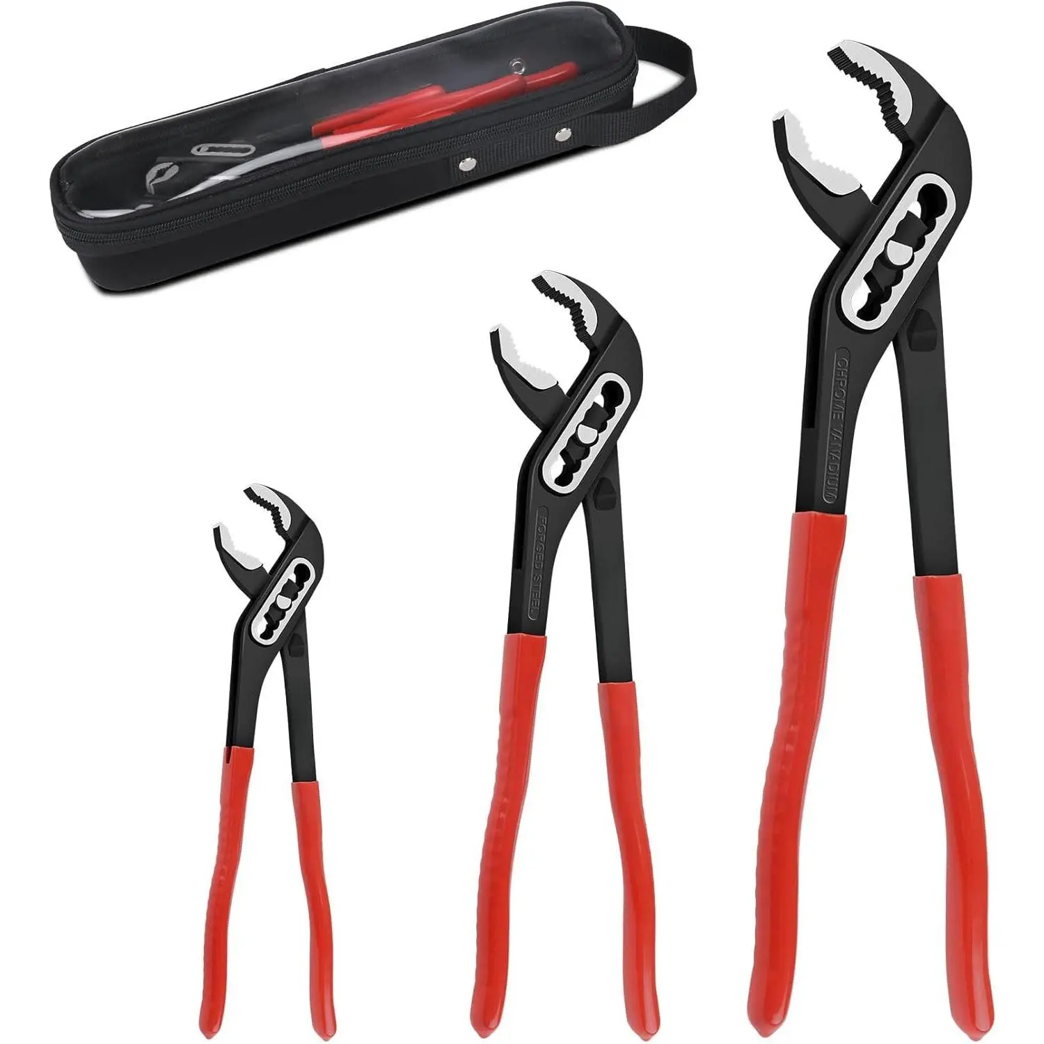 Heavy Duty Multi Function Wrench Pliers Set - 12/10/7 in Adjustable Curved Jaw Pliers with Quick Adjustment Lock, Durability, Portable for Gripping, Repair (HT0323)