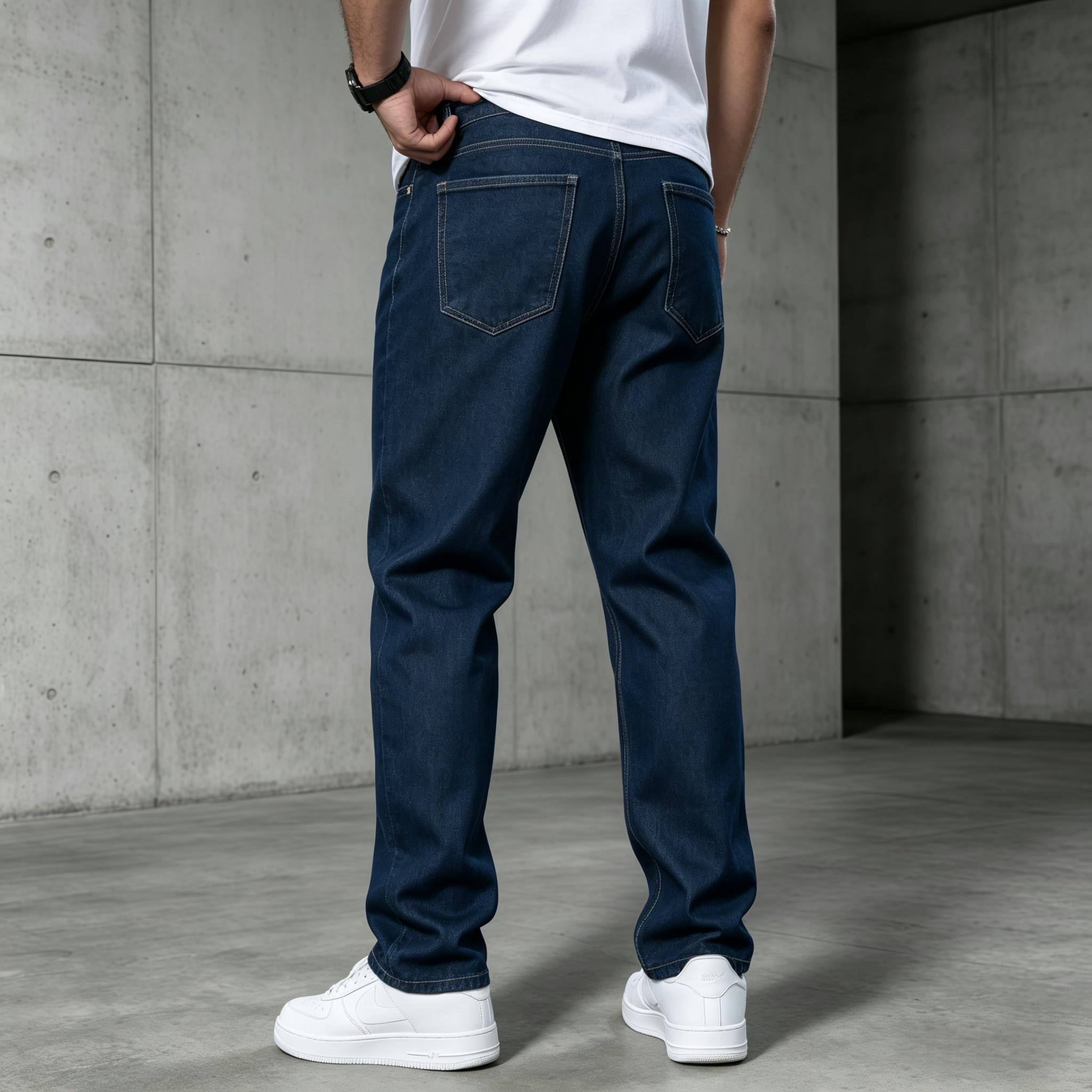 Men's jeans, Men's Baggy Straight Leg Jeans, Wide Leg,Mid Rise Comfort Casual Denim Pants, Breathable Soft Stretch Fashion Business versatile