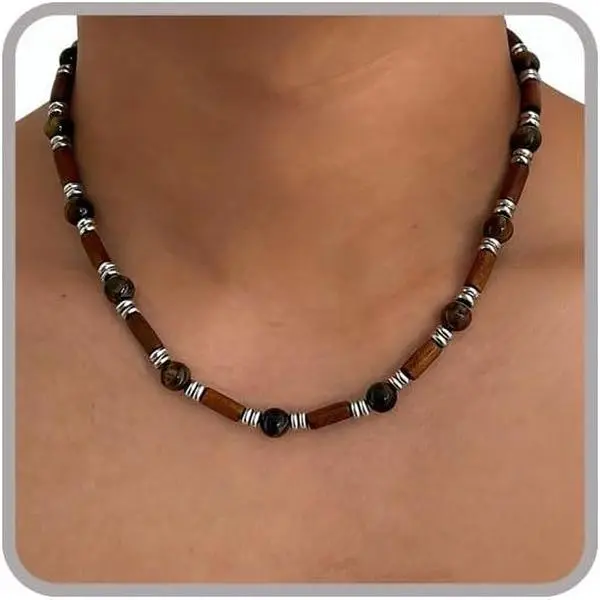 Puka Shell Necklace Men Beaded Beach Necklaces for Men Surfer Necklace Black Brown Wood Beaded Jewelry Coconut Shell Conch Cowrie Seashell Necklaces Hawaiian Summer Beach Jewelry