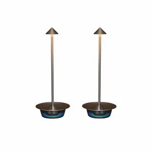 2-Pack Cordless Table Lamp, Rechargeable LED, Waterproof, 3-Color Stepless Dimming, RGB Night Light, Silver