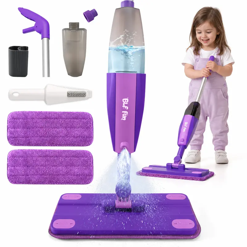 BLF Fun Spray Mop - Cleaning Set with Real Water Sprayer - Mini Mop & Sweeper Squeeze & Spray Toy
