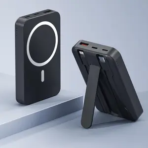 10000mAh Magnetic Power Bank, Foldable Wireless Portable Charger,  Built-in charging cable with multi-device support-for iPhone 16/15/14/13/12 Pro/Pro Max/Plus 22.5W PD Fast Charging battery Silicone Smartphone Compact Device Chargeable Black