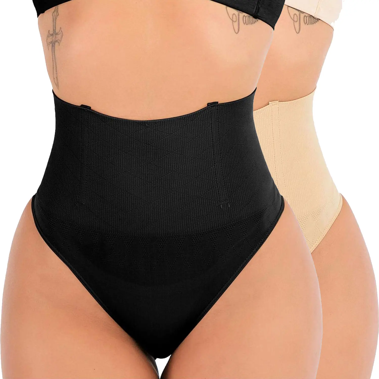 Tummy Control Thongs for Women, Rump Lift Sculpting Style Shapewear with Boning, Spandex Fabric, Plus Size, 1 or 2 Pack, Rump Lift Tummy Control Thongs, Sculpting Shapewear Thongs