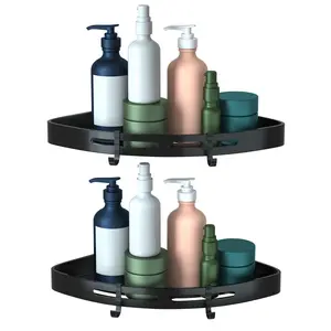 2Pcs Corner Shower Caddy Shelf Adhesive Bathroom Wall Mounted Storage Racks Aluminum Organizers for Bathroom Toilet Kitchen Dorm