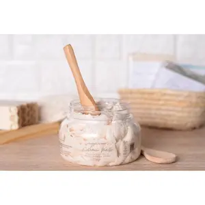 Cashmere Vanilla Foaming Sugar Scrub - Organic Sugar Cane & Vanilla Bean Infused for Velvety Smooth Skin - Sweet Cream & Gold Shimmer - Luxurious Self-Care Routine