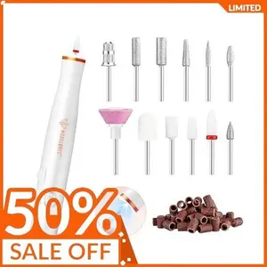 Modelones Electric Nail File, 14 Pcs Cordless Nail Drill with LED Light for Acrylic Gel Dip Powder Nails, Professional Nail Drill Kit with Nail Drill Bits & Sanding Bands for Quick Manicure Pedicure