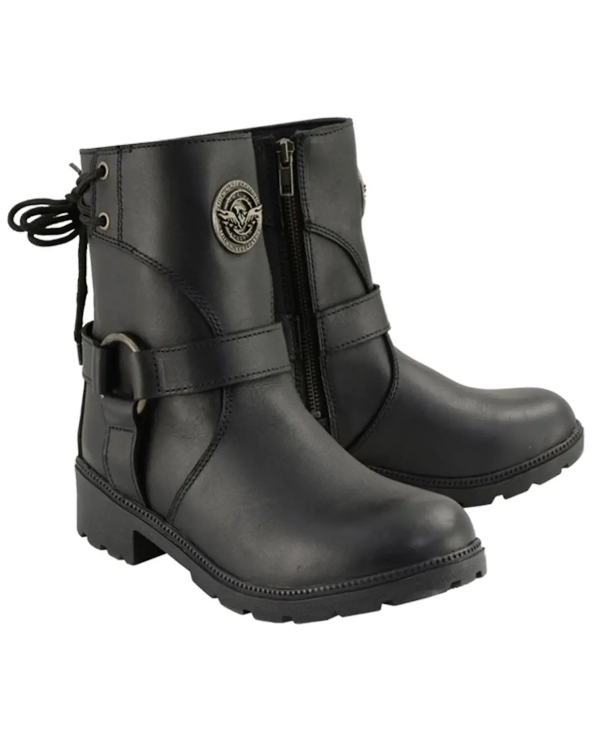 Milwaukee Leather Women's Women'S Harness Zip-Up Motorcycle Boot Round Toe - Mbl9313