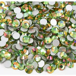 Peridot Light Glass Rhinestones - Customized Craft, Sparkling Green Gems, Light-Reflecting, Approx 1440 Stones/Pack, SS3-SS20 Sizes