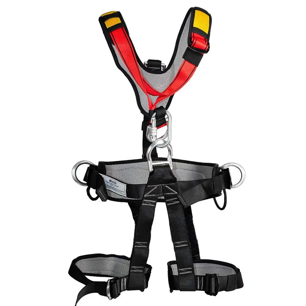 NEWDOAR CE Certified Full-Body Climbing Harness - Reinforced Tie-In Points, Adjustable Fit for Men & Women, High-Strength Polyester for Mountaineering, Tree Climbing - Carabiner