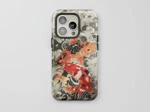 Koi Fish Phone Case, Japanese Art Pattern Design, Elegant Zen Aesthetic Protective Cover, Trendy Gift